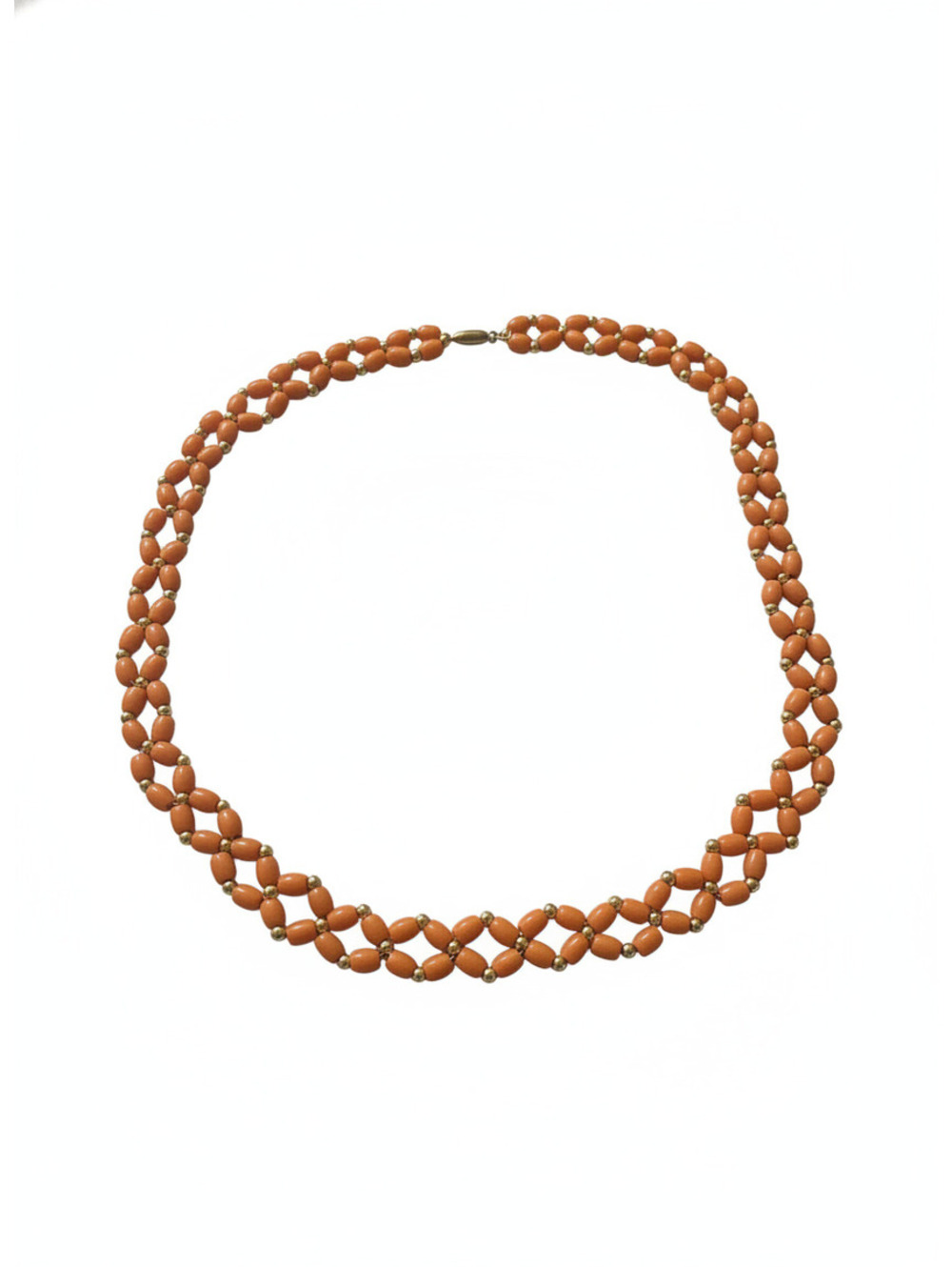 Double Strand Peach Beaded Necklace
